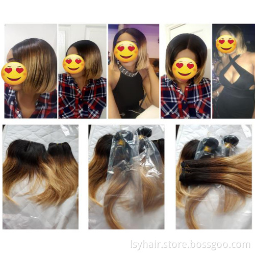 Brazilian Ombre Blonde Colored 3 Tones Peruvian Human Hair Weaves With Frontal, Brazilian Ombre Blonde Colored 3 Tones Hair